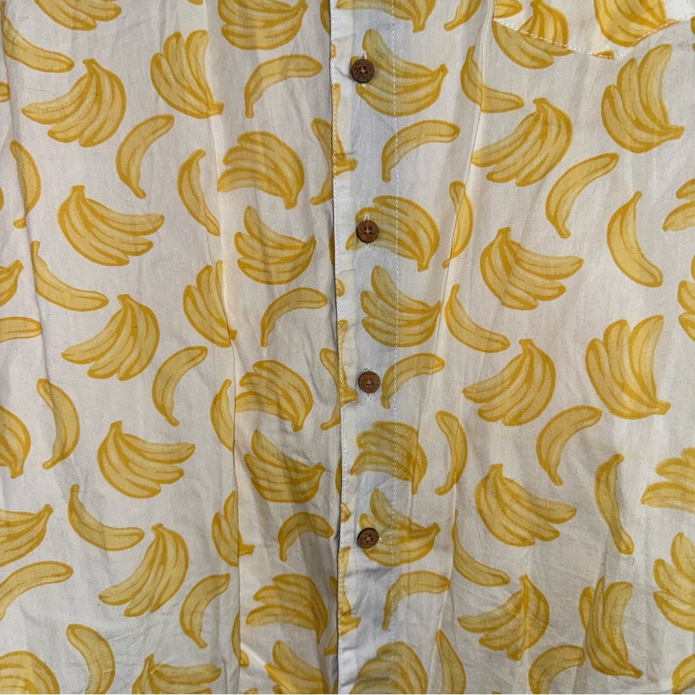 Elvis Presley Blue Hawaii Yellow Banana Print Button Down Shirt Size L - Picture 3 of 10